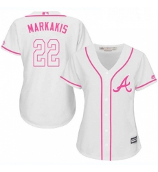 Womens Majestic Atlanta Braves 22 Nick Markakis Authentic White Fashion Cool Base MLB Jersey