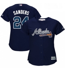 Womens Majestic Atlanta Braves 24 Deion Sanders Replica Blue Alternate Road Cool Base MLB Jersey