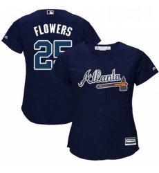 Womens Majestic Atlanta Braves 25 Tyler Flowers Authentic Blue Alternate Road Cool Base MLB Jersey