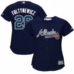 Womens Majestic Atlanta Braves 26 Mike Foltynewicz Replica Blue Alternate Road Cool Base MLB Jersey 