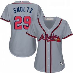 Womens Majestic Atlanta Braves 29 John Smoltz Replica Grey Road Cool Base MLB Jersey