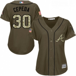 Womens Majestic Atlanta Braves 30 Orlando Cepeda Authentic Green Salute to Service MLB Jersey