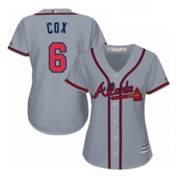 Womens Majestic Atlanta Braves 6 Bobby Cox Replica Grey Road Cool Base MLB Jersey