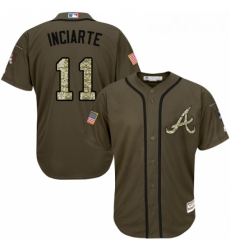 Youth Majestic Atlanta Braves 11 Ender Inciarte Authentic Green Salute to Service MLB Jersey 