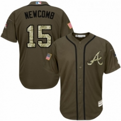 Youth Majestic Atlanta Braves 15 Sean Newcomb Authentic Green Salute to Service MLB Jersey 