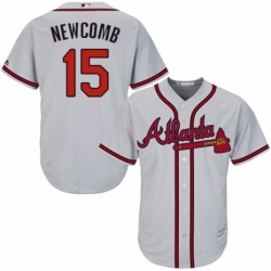 Youth Majestic Atlanta Braves 15 Sean Newcomb Replica Grey Road Cool Base MLB Jersey 