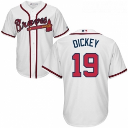 Youth Majestic Atlanta Braves 19 RA Dickey Replica White Home Cool Base MLB Jersey