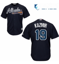 Youth Majestic Atlanta Braves 19 Scott Kazmir Authentic Blue Alternate Road Cool Base MLB Jersey 