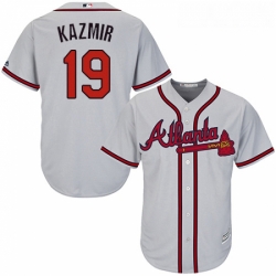 Youth Majestic Atlanta Braves 19 Scott Kazmir Replica Grey Road Cool Base MLB Jersey 