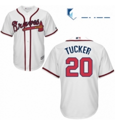 Youth Majestic Atlanta Braves 20 Preston Tucker Authentic White Home Cool Base MLB Jersey 