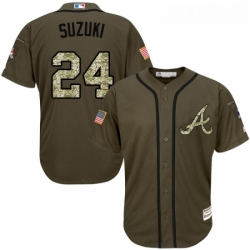 Youth Majestic Atlanta Braves 24 Kurt Suzuki Replica Green Salute to Service MLB Jersey