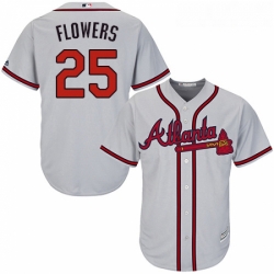 Youth Majestic Atlanta Braves 25 Tyler Flowers Replica Grey Road Cool Base MLB Jersey