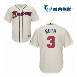 Youth Majestic Atlanta Braves 3 Babe Ruth Replica Cream Alternate 2 Cool Base MLB Jersey