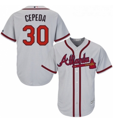 Youth Majestic Atlanta Braves 30 Orlando Cepeda Authentic Grey Road Cool Base MLB Jersey