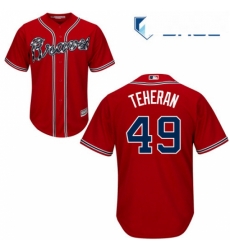 Youth Majestic Atlanta Braves 49 Julio Teheran Replica Red Alternate Cool Base MLB Jersey