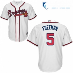 Youth Majestic Atlanta Braves 5 Freddie Freeman Replica White Home Cool Base MLB Jersey