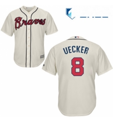 Youth Majestic Atlanta Braves 8 Bob Uecker Replica Cream Alternate 2 Cool Base MLB Jersey