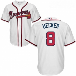 Youth Majestic Atlanta Braves 8 Bob Uecker Replica White Home Cool Base MLB Jersey