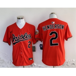 Men Baltimore Orioles 2 Gunnar Henderson Orange 2024 With Patch Cool Base Stitched Baseball Jersey