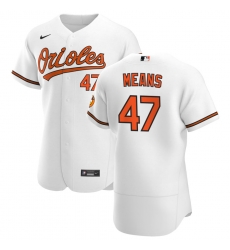 Men Baltimore Orioles 47 John Means Men Nike White Home 2020 Flex Base Player MLB Jersey