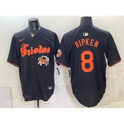 Men Baltimore Orioles  8 Cal Ripken Jr  Black With Patch Vapor Premier Limited Stitched Baseball Jersey
