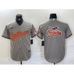 Men Baltimore Orioles Gray Team Big Logo Cool Base Stitched Jersey 1