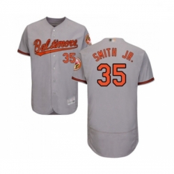 Mens Baltimore Orioles 35 Dwight Smith Jr Grey Road Flex Base Authentic Collection Baseball Jersey