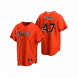 Men's Baltimore Orioles #47 John Means Nike Orange 2020 Replica Alternate Jersey