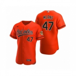 Men's Baltimore Orioles #47 John Means Nike Orange Authentic 2020 Alternate Jersey