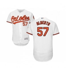 Mens Baltimore Orioles 57 Hanser Alberto White Home Flex Base Authentic Collection Baseball Jersey