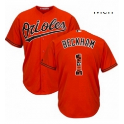 Mens Majestic Baltimore Orioles 1 Tim Beckham Authentic Orange Team Logo Fashion Cool Base MLB Jersey 