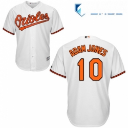 Mens Majestic Baltimore Orioles 10 Adam Jones Replica White Home Cool Base MLB Jersey