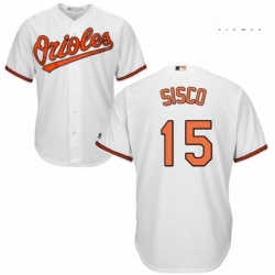 Mens Majestic Baltimore Orioles 15 Chance Sisco Replica White Home Cool Base MLB Jersey 