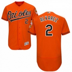 Mens Majestic Baltimore Orioles 2 Pedro Alvarez Orange Alternate Flex Base Authentic Collection MLB Jersey 