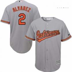 Mens Majestic Baltimore Orioles 2 Pedro Alvarez Replica Grey Road Cool Base MLB Jersey 