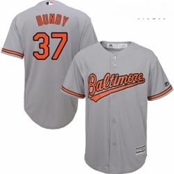 Mens Majestic Baltimore Orioles 37 Dylan Bundy Replica Grey Road Cool Base MLB Jersey