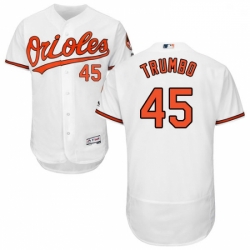 Mens Majestic Baltimore Orioles 45 Mark Trumbo White Home Flex Base Authentic Collection MLB Jersey