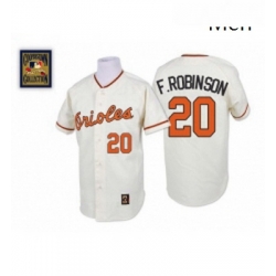 Mens Mitchell and Ness Baltimore Orioles 20 Frank Robinson Replica White Throwback MLB Jersey