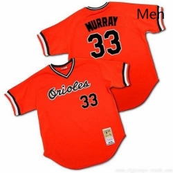 Mens Mitchell and Ness Baltimore Orioles 33 Eddie Murray Replica Orange Throwback MLB Jersey