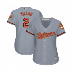 Womens Baltimore Orioles 2 Jonathan Villar Replica Grey Road Cool Base Baseball Jersey 