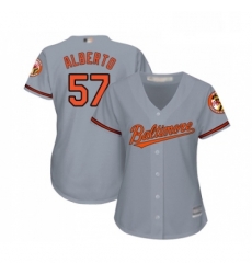 Womens Baltimore Orioles 57 Hanser Alberto Replica Grey Road Cool Base Baseball Jersey 