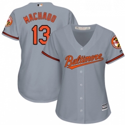 Womens Majestic Baltimore Orioles 13 Manny Machado Authentic Grey Road Cool Base MLB Jersey