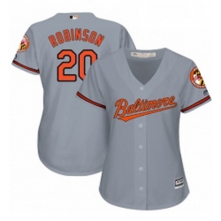 Womens Majestic Baltimore Orioles 20 Frank Robinson Authentic Grey Road Cool Base MLB Jersey