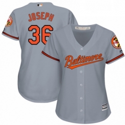 Womens Majestic Baltimore Orioles 36 Caleb Joseph Replica Grey Road Cool Base MLB Jersey 