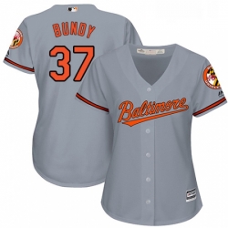 Womens Majestic Baltimore Orioles 37 Dylan Bundy Replica Grey Road Cool Base MLB Jersey