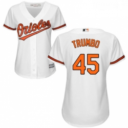 Womens Majestic Baltimore Orioles 45 Mark Trumbo Replica White Home Cool Base MLB Jersey