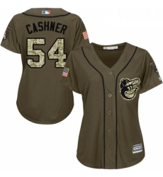 Womens Majestic Baltimore Orioles 54 Andrew Cashner Replica Green Salute to Service MLB Jersey 