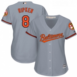 Womens Majestic Baltimore Orioles 8 Cal Ripken Authentic Grey Road Cool Base MLB Jersey