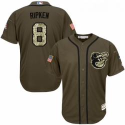 Youth Majestic Baltimore Orioles 8 Cal Ripken Authentic Green Salute to Service MLB Jersey