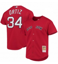 Men Boston Red Sox 34 David Ortiz Red Mitchell Ness Cooperstown Stitched Jersey